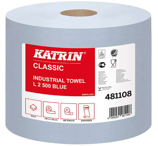 Putzrolle 8x500 Blatt Putzpapier Werkstattrolle 2 Lagig 22x21cm Blau