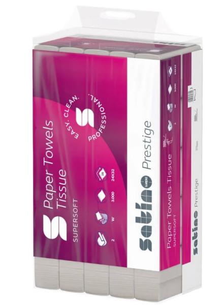 Satino Prestige Papierhandtuch 2-lagig 24x32 cm W-Falz PT2, hochweiß