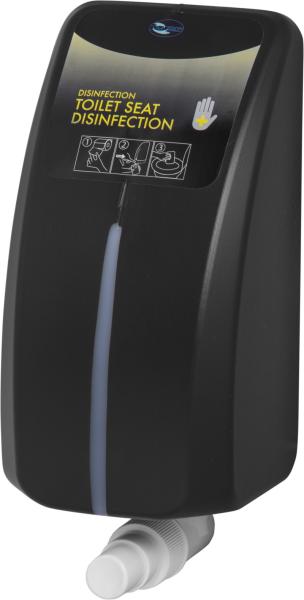 Toilettensitzdesinfektionsmittel Kartusche, zur Desinfektion von Toilettensitzen, in schwarz und weiß erhältlich, für Wandhalterung WH2 (Sprühpumpen) schwarz